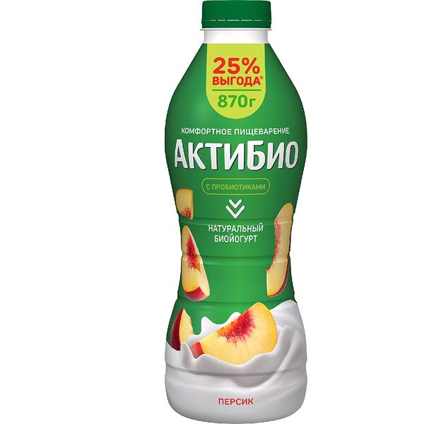 Питьевой йогурт АктиБио с персиком 1.5% 870 г
