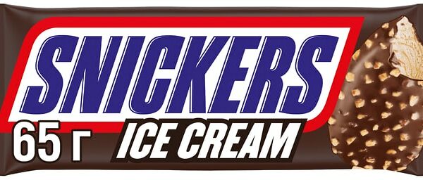 Мороженое Snickers молочное эскимо с карамелью и арахисом в глазури 5% 65г
