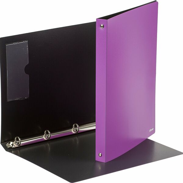 Папка на 4-х кольцах Комус,25 мм, сиреневая, с карманом СD/визитки