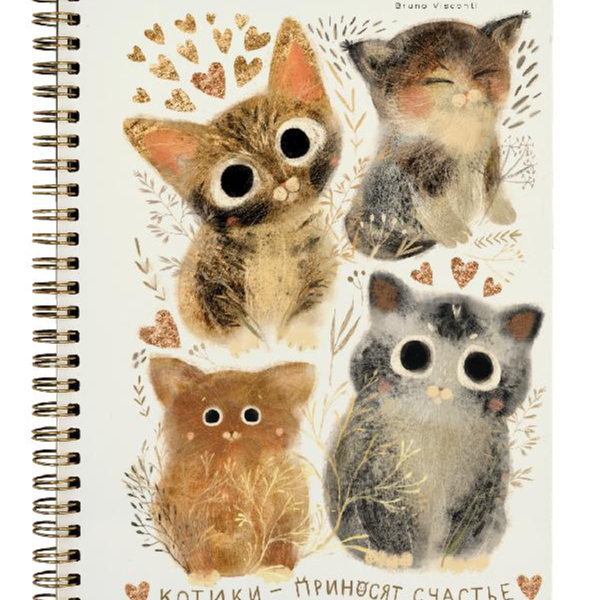 Тетрадь общая Bruno Visconti Котики Счастье на гребне В5, 60 листов