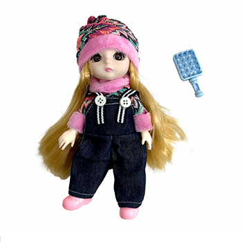 

Кукла 1TOY Alisa Kawaii mini в шапке 15.2 см с расчёской, длинные светлые волосе