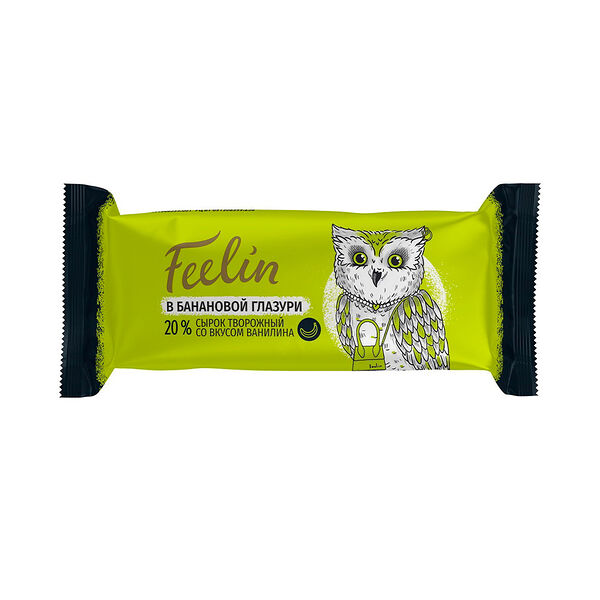 Сырок творожный глаз FEELIN с аром ванил в цв жир глаз с аром банана 20% 40г