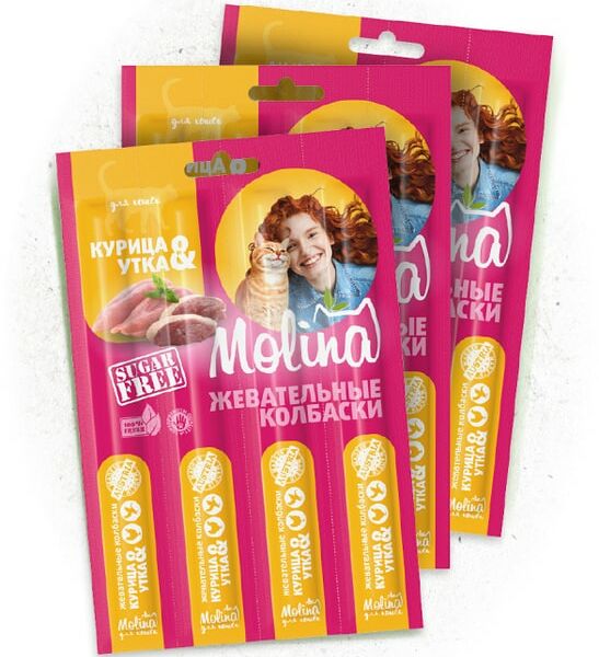 Лакомство для кошек Molina Курица-утка 20г