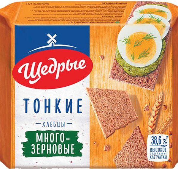 Хлебцы Многозерновые тонкие ТМ Щедрые 170 г