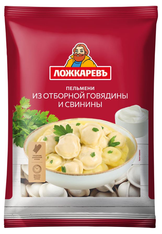 

Пельмени из отборной говядины и свинины Ложкаревъ 900 г