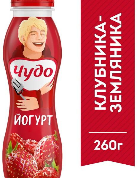 Йогурт питьевой Чудо Клубника-Земляника 1.9% 260г