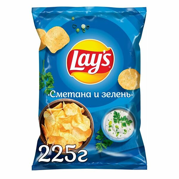 Чипсы картофельные Lay's Сметана-Зелень 225г