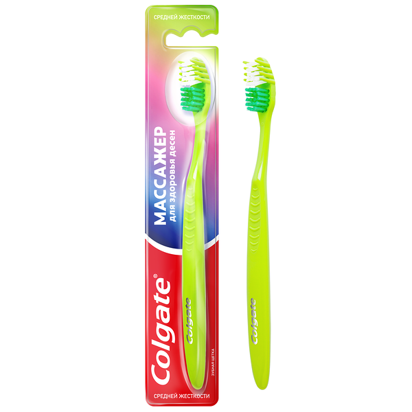 Зубная щетка Массажер для здоровья десен, средней жесткости ТМ Colgate (Колгейт), цвет в ассортименте
