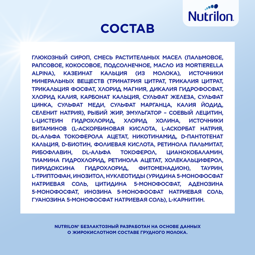 

Смесь детская Nutrilon безлактозная с рождения 400 г