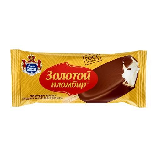 Мороженое Русский холод Золотой пломбир Эскимо пломбир в глазури 12% 69г