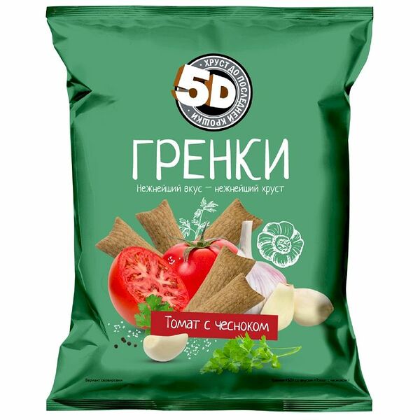 Гренки 5D Томат с чесноком, 45г