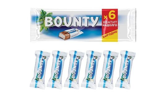 Bounty шоколадный батончик с нежной мякотью кокоса, пачка 165 г