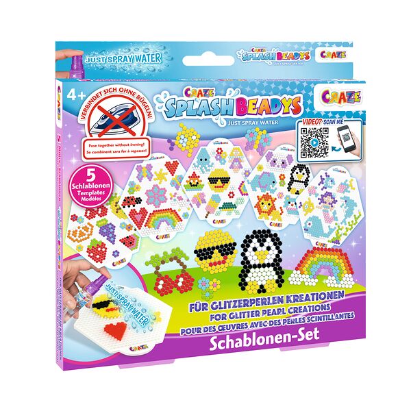 Набор трафаретов для аквамозаики: 5 шаблонов с примерами для девочек Craze Splash Beadys 4г+