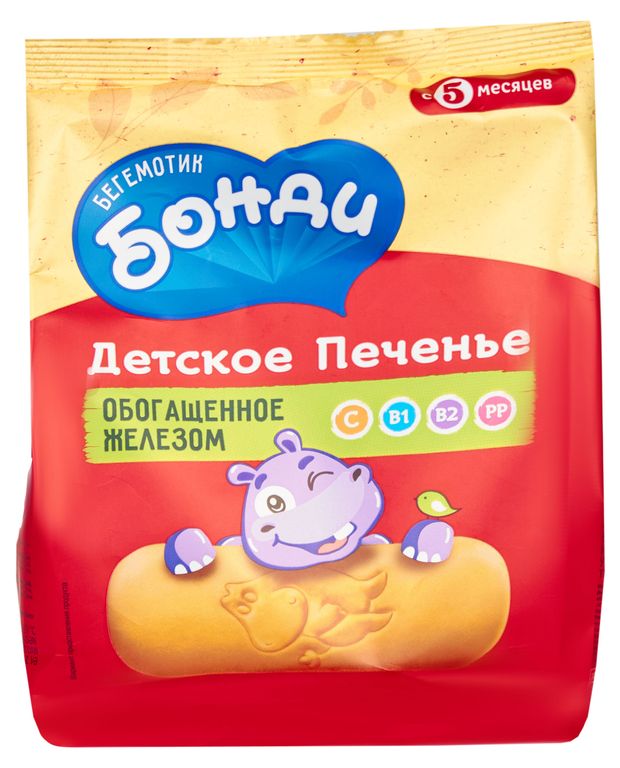 

Печенье Детское Бегемотик Бонди обогащённое железом для детей с 5 месяцев 180 г