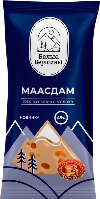 

Сыр Белые Вершины Маасдам 45% 190 г