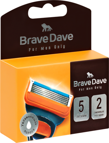 

Кассеты для бритья BRAVE DAVE с увлажняющей полоской, 5 лезвий, 2шт