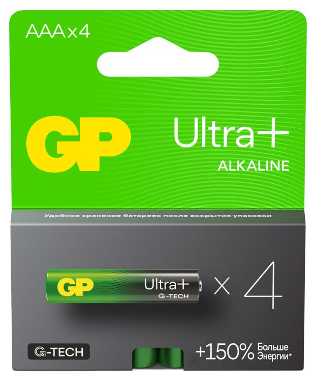 

Батарейки алкалиновые GP Ultra Plus AAA 4 шт. LR03