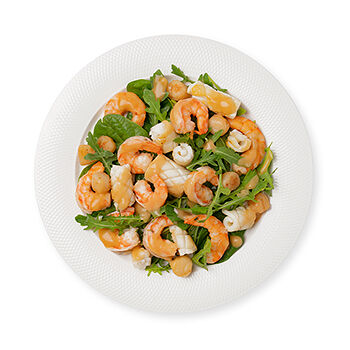 Салат с морепродуктами и имбирным дрессингом, вес