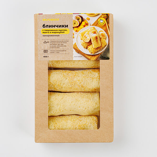 Блинчики с творожным муссом, манго и маракуйей, замороженные