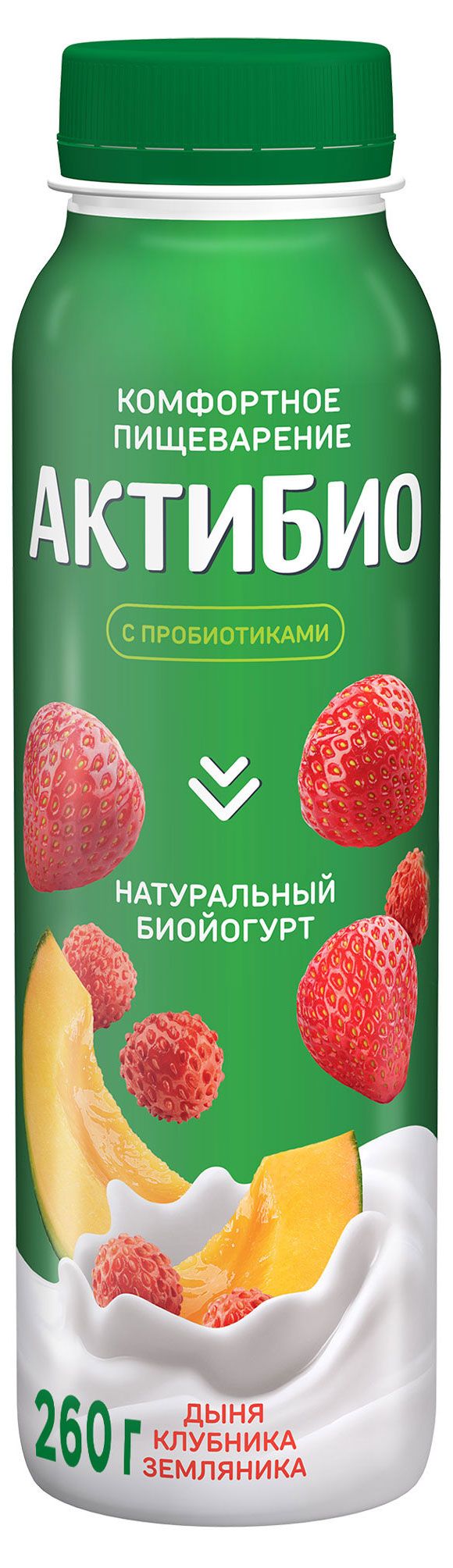 

Биойогурт Актибио Комфортное пищеварение Дыня Клубника Земляника 1.5% 260 г