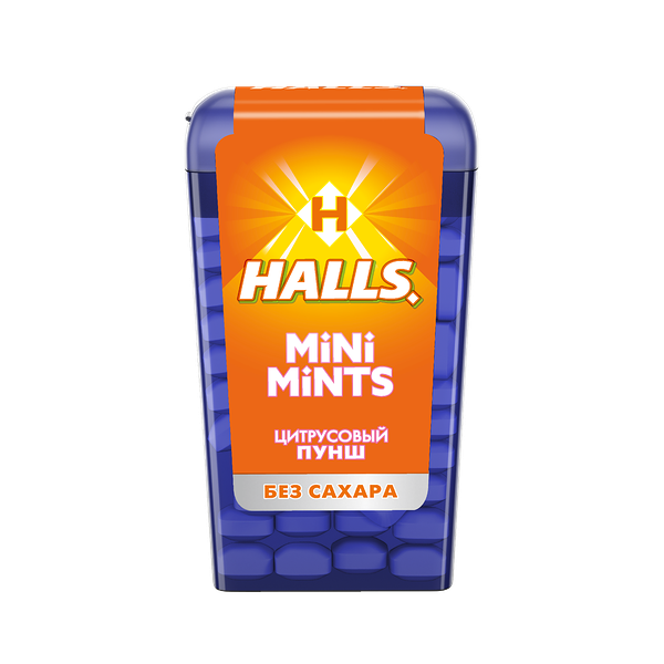 Драже Halls Mini Mints Цитрусовый пунш без сахара, 12.5 г
