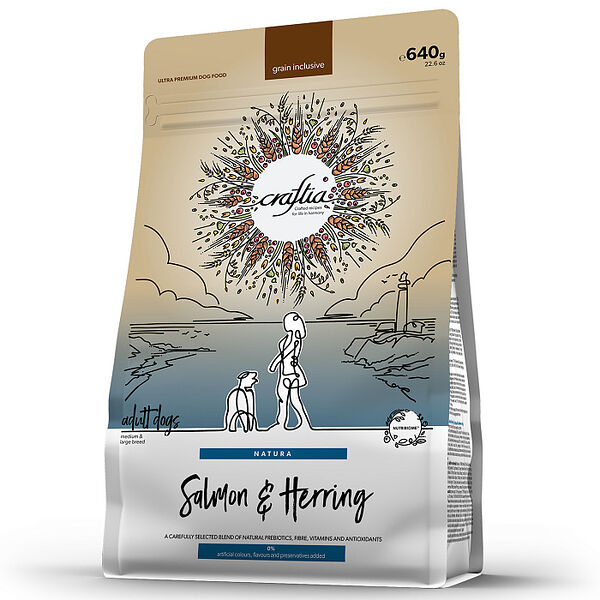 Сухой корм CRAFTIA  для собак средних и крупных пород лосось сельдь 640г