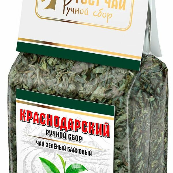 Чай зеленый Краснодарский ручной сбор байховый, листовой 100 г