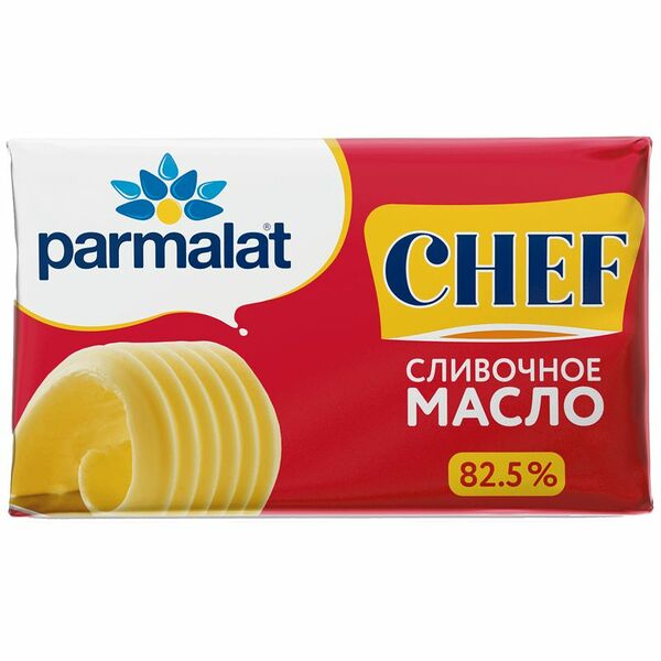 Масло сливочное Parmalat Chef сладкосливочное несоленое 82.5%, 180г