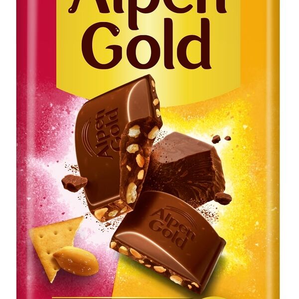 Шоколад молочный Alpen Gold с солёным арахисом и крекером, 80 г
