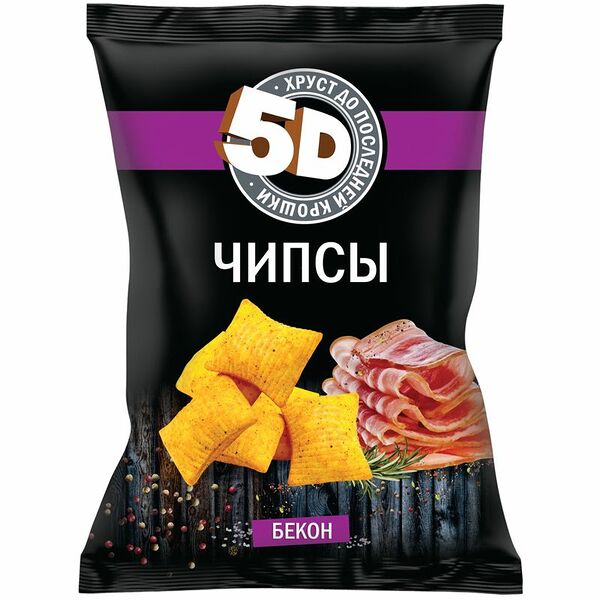Чипсы 5D пшеничные со вкусом бекона, 90г