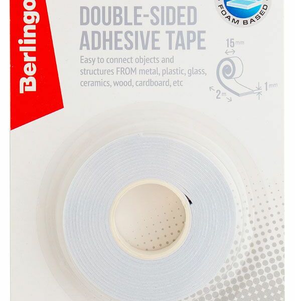 Клейкая лента двусторонняя Berlingo на вспененной основе, 15 мм x 2 м