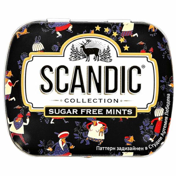 Конфеты Scandic Клубничный микс без сахара,дизайн упаковки в ассортименте