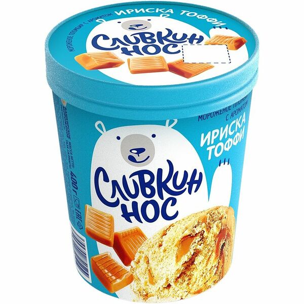 Мороженое Сливкин нос Тоффи с наполнителем ириска 400 г