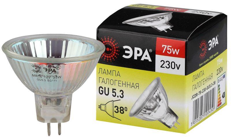

Лампа галогенная ЭРА GU5.3-JCDR (MR16)-75W-230V-CL GU5.3 75Вт софит тепл. бел. св