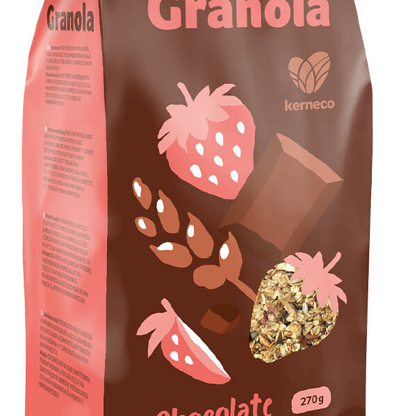 Мюсли запечённые Kerneco с клубникой и шоколадом, 270г