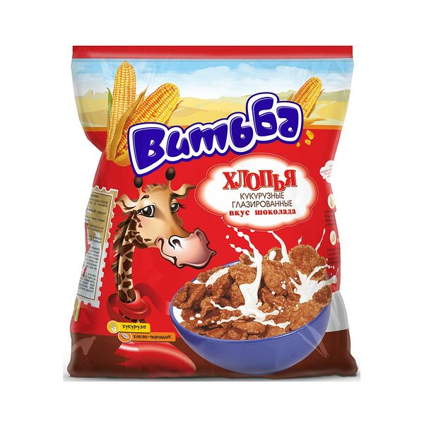 Хлопья кукурузные Витьба вкус шоколада глаз. цв. пакет 330г