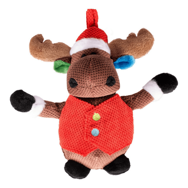 Игрушка для собак Duvo+ Новогодний Олень в жилетке 20 х 18 х 8 см коричневая