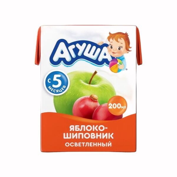 Сок Агуша яблоко-шиповник осветленный с 5 месяцев, 200 мл