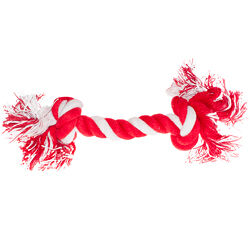 Игрушка для собак Веревка с 2 узлами, красно-белая 30 см