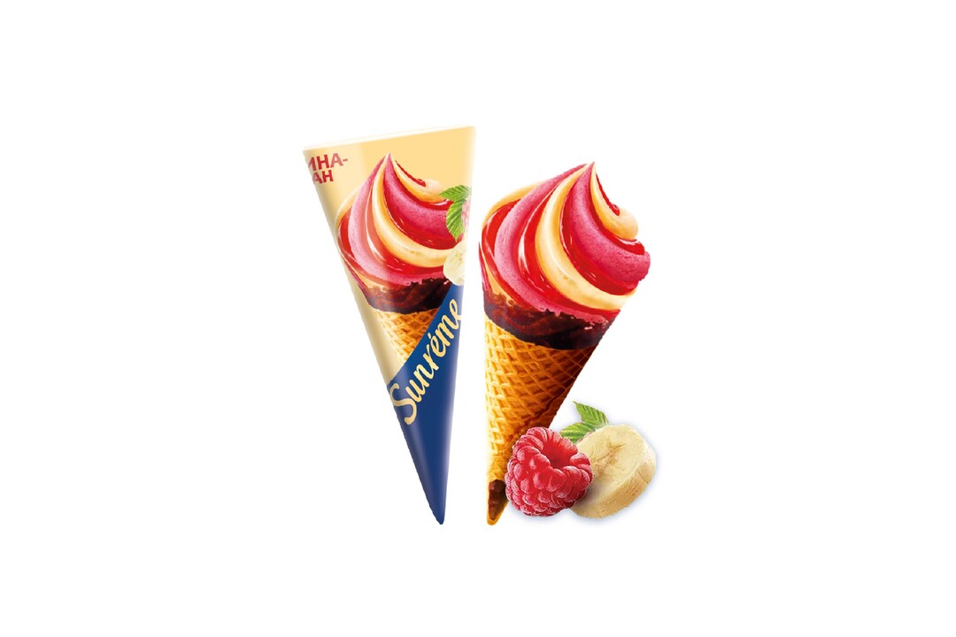 

Мороженое Sunreme Малина-Банан в вафельном рожке 8% 78 г