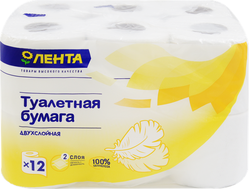 

Бумага туалетная Лента белая 2 слоя 12 шт