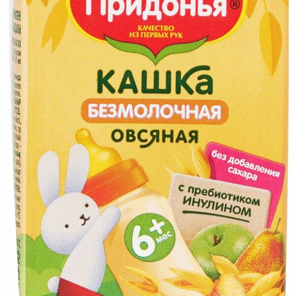 Кашка овсяная Сады Придонья безмолочная с яблоком, грушей и персиком, с 6 месяцев 125 мл