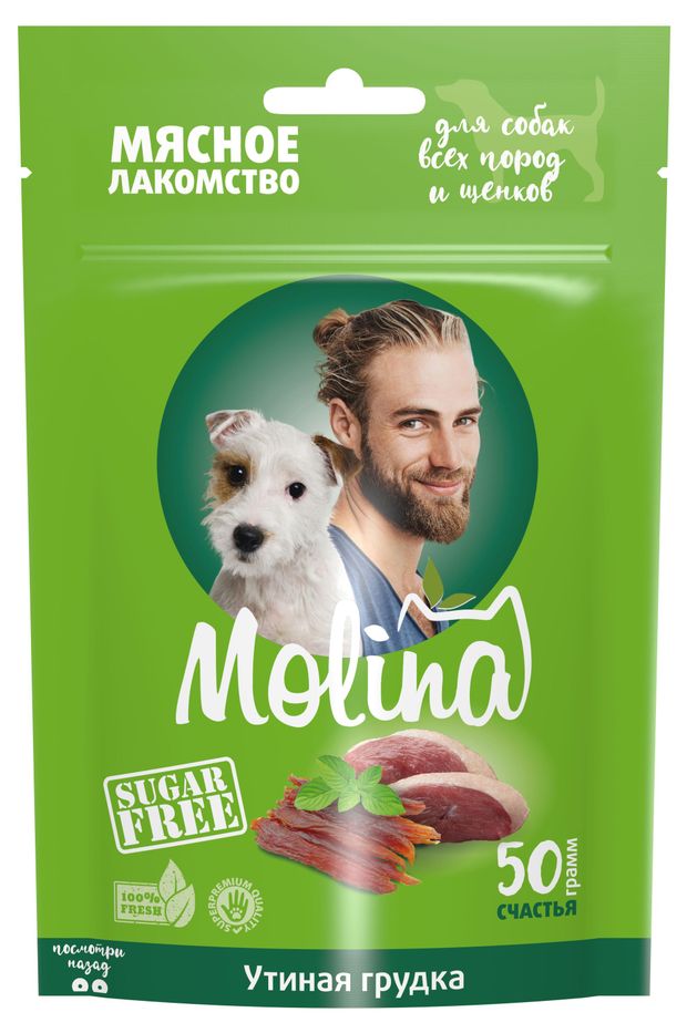 

Лакомство для собак Molina всех пород и щенков Утиная грудка 50 г
