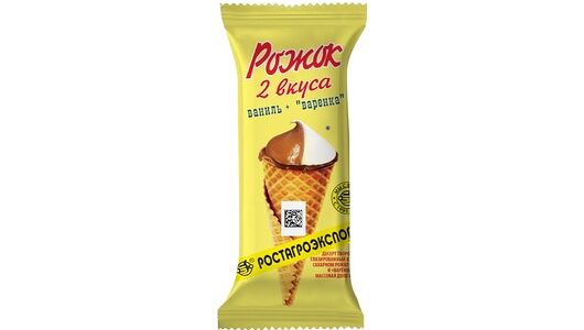 Десерт творожный Ростагроэкспорт глазированный в вафельном рожке с ванилью и варёнкой 15%