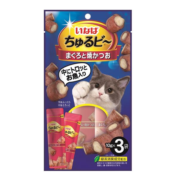 Лакомство для кошек Inaba Churu Bee Тунец Магуро и запеченный тунец Кацуо 10г х 3шт
