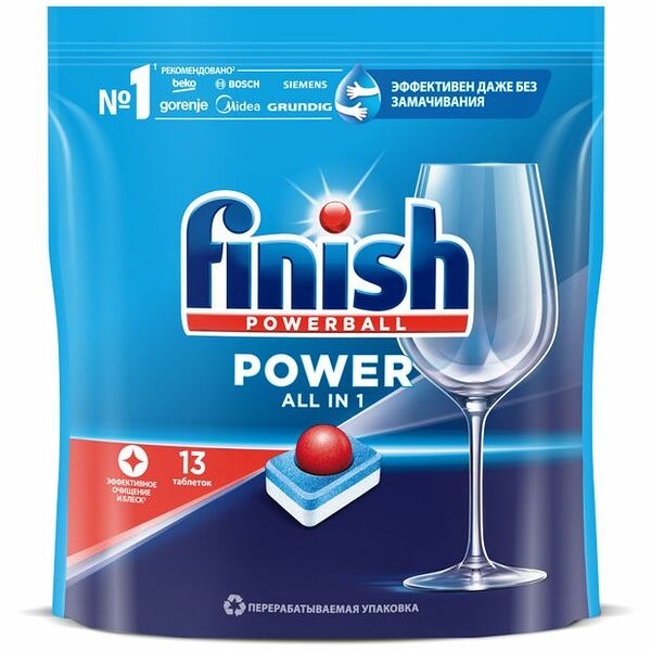 Таблетки для посудомоечной машины Finish Power, 13 шт