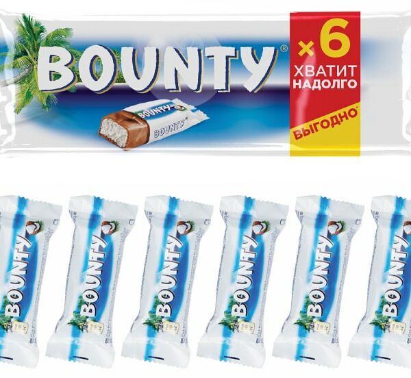 Шоколадный батончик Bounty Мультипак 6*27.5г