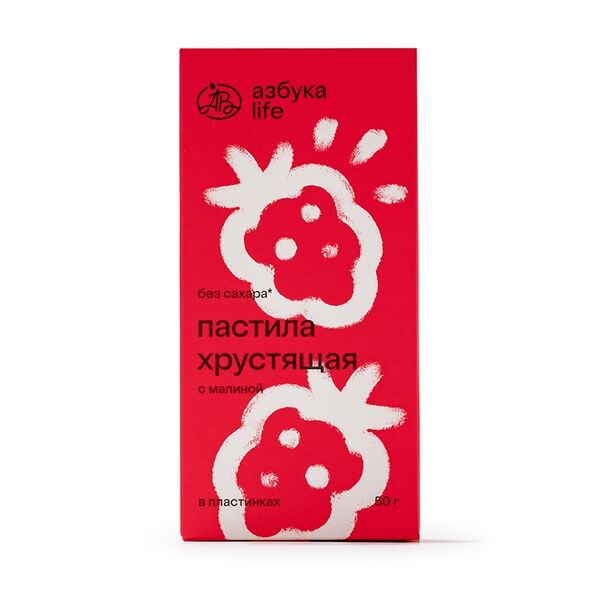 Пастила с малиной хрустящая в пластинках, «Азбука Life», 50 г