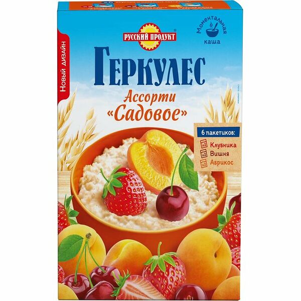 Геркулес Русский продукт Ассорти клубника абрикос вишня 