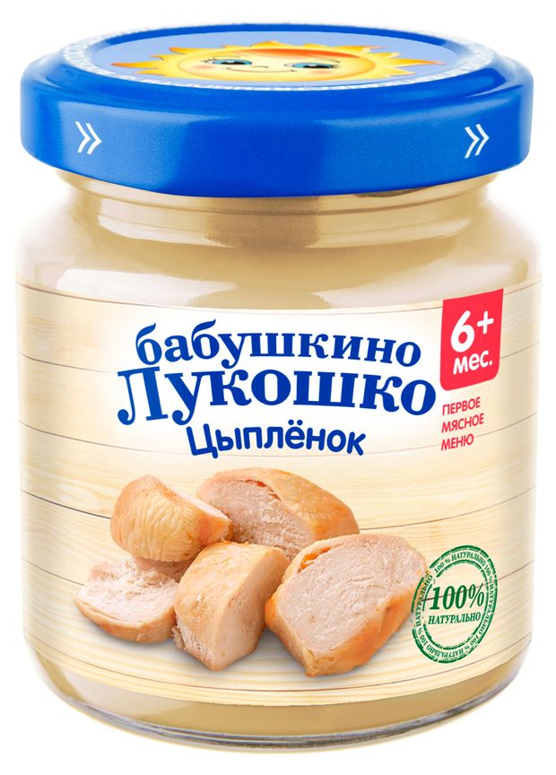 

Пюре мясное Бабушкино Лукошко цыплёнок с 6 месяцев 100 г